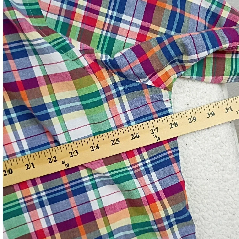 Ralph Lauren Short Sleeve Shirt Men 2XLT Multi Authentic Indian Madras‎ Plaid